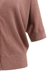 YAYA Batwing Cardigan with Short Sleeves & Button Closure - Burlwood Pink Melange
