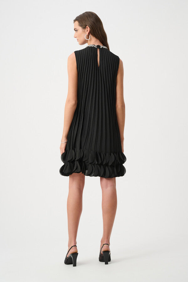 Joseph Ribkoff Mini A-line Pleated Dress - Black