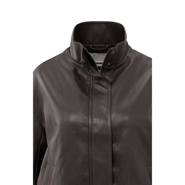 YAYA Faux Leather Jacket with Baloo - Anthracite Brown