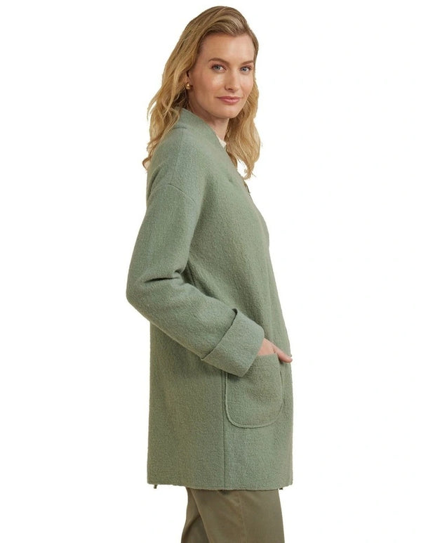 Yarra Trail Boiled Wool Coat - Sage