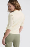 YAYA Knitted Polo With Transparent sleeves- Off White