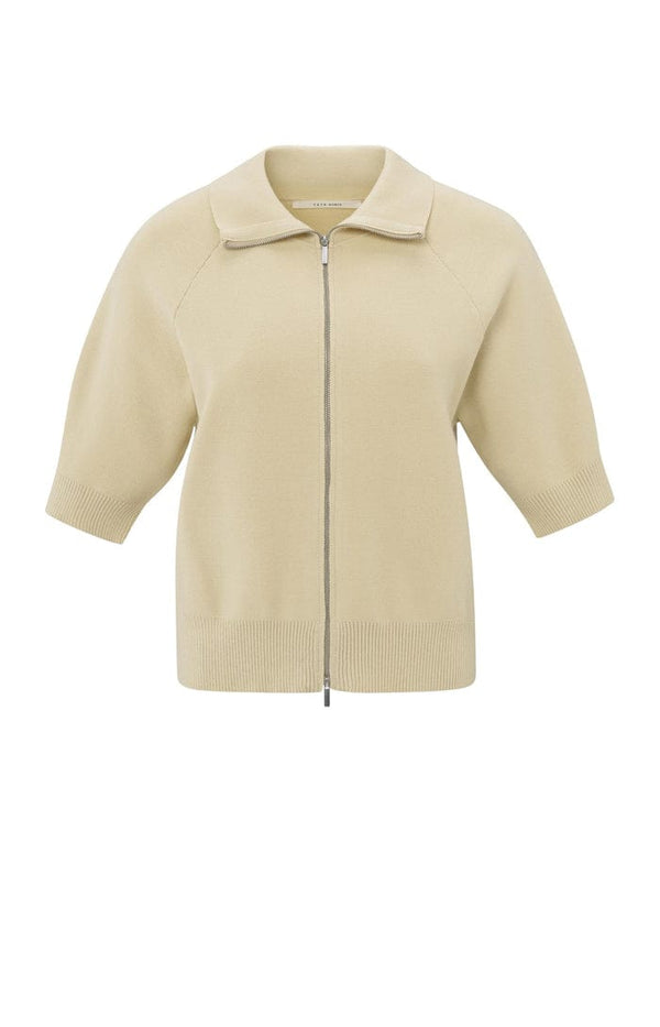 Yaya Short sleeve cardigan with zipper