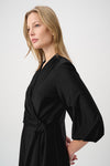 Joseph Ribkoff V-neck Belted Midi Dress - Black