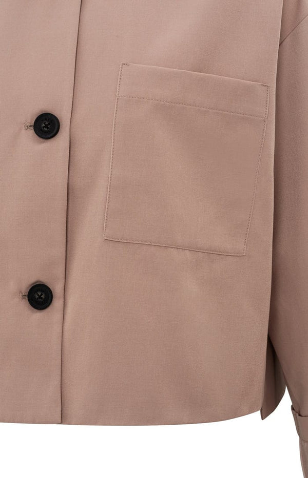 Yaya Short oversized jacket in heavy satin with buttons Dusty Pink