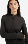 YAYA Knitted High Neck Cardigan- Oyster Black