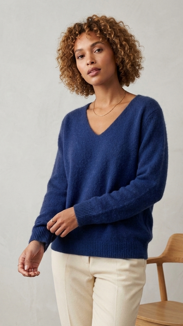 Made in Italy- Baby Alpaca V-neck Pati Knit