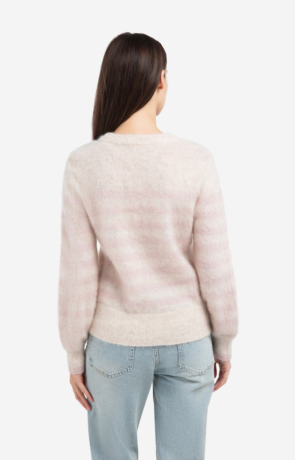 YAYA Striped Sweater Ls - Shadow Gray Pink Des