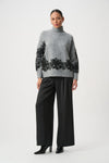 Joseph Ribkoff Relaxed Fit Floral Pullover- Grey/Black