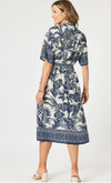 Gordon Smith Palm Cove Print Button Dress - Navy Multi