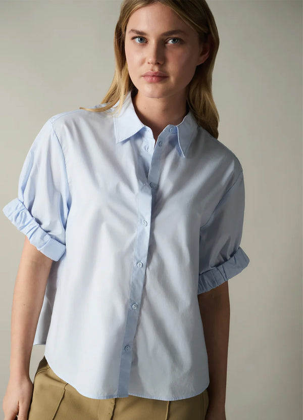 YAYAShort Roll- Up Sleeve Blouse With Collar