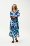 ONESEASON Lemnos Long Poppy Dress - Blue Flower