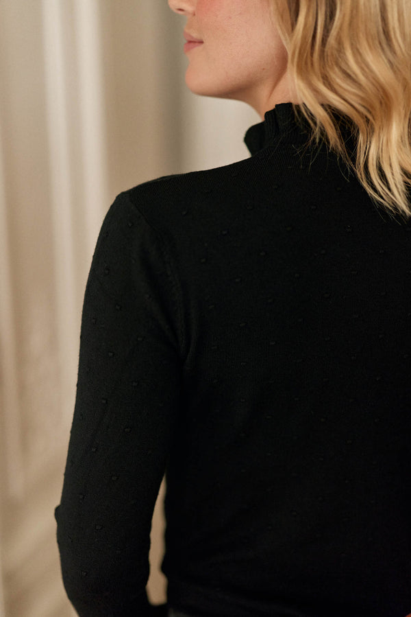 La Petite Etoile High Neck Sweater - Black