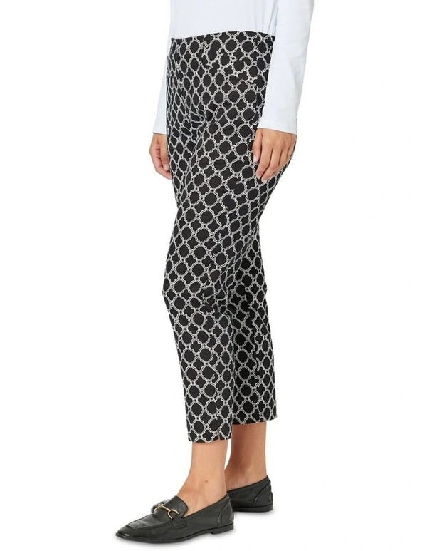 Clover Print Pant- Ivory/Black