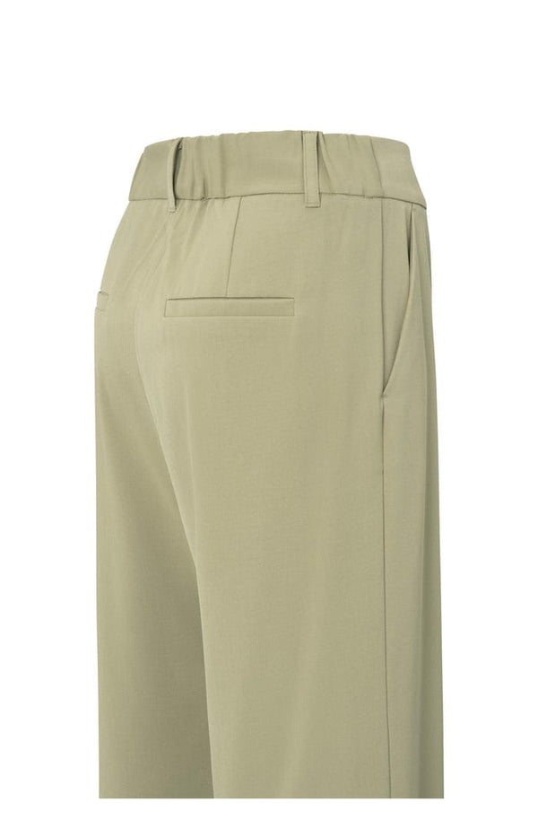 Yaya Wide-leg trousers with pleats and fixed turned-up hem Soft Green
