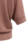 YAYA Batwing Cardigan with Short Sleeves & Button Closure - Burlwood Pink Melange