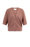 YAYA Batwing Cardigan with Short Sleeves & Button Closure - Burlwood Pink Melange