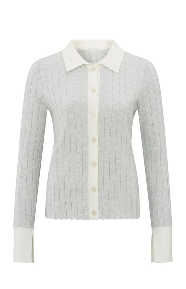 YAYA Rib Cardigan - Ice Melange