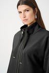 Joseph Ribkoff Scuba Jersey Funnel-Neck Boxy Jacket - Black