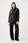 Joseph Ribkoff Scuba Jersey Funnel-Neck Boxy Jacket - Black