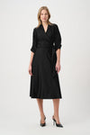 Joseph Ribkoff V-neck Belted Midi Dress - Black
