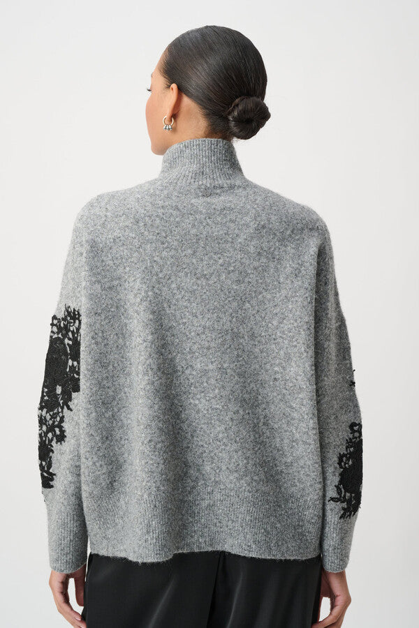 Joseph Ribkoff Relaxed Fit Floral Pullover- Grey/Black