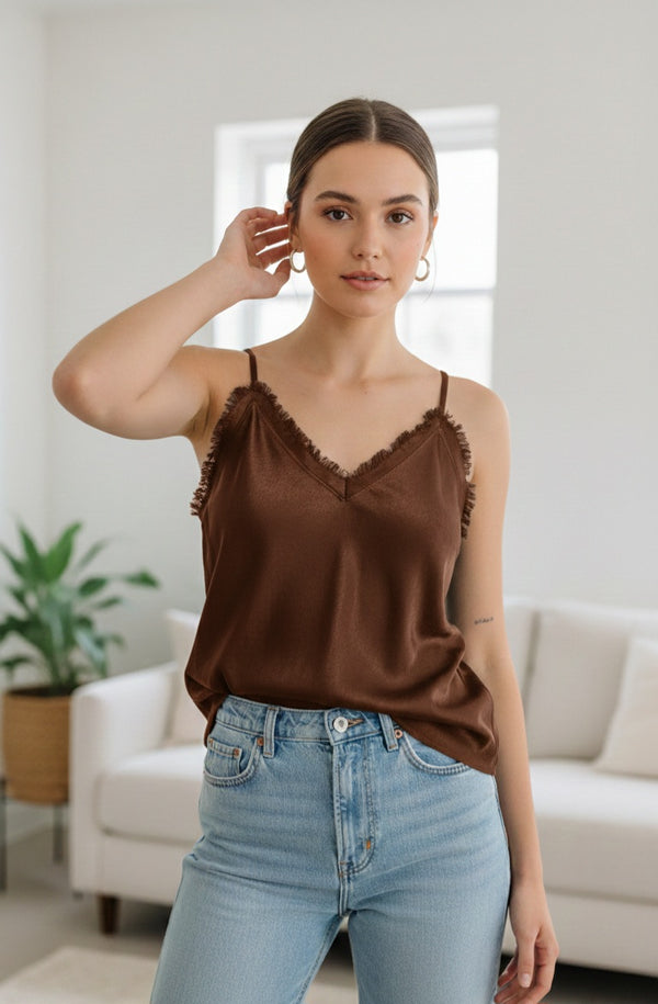 Made in Italy - UB Creative- Amara Satin Ruffle Cami