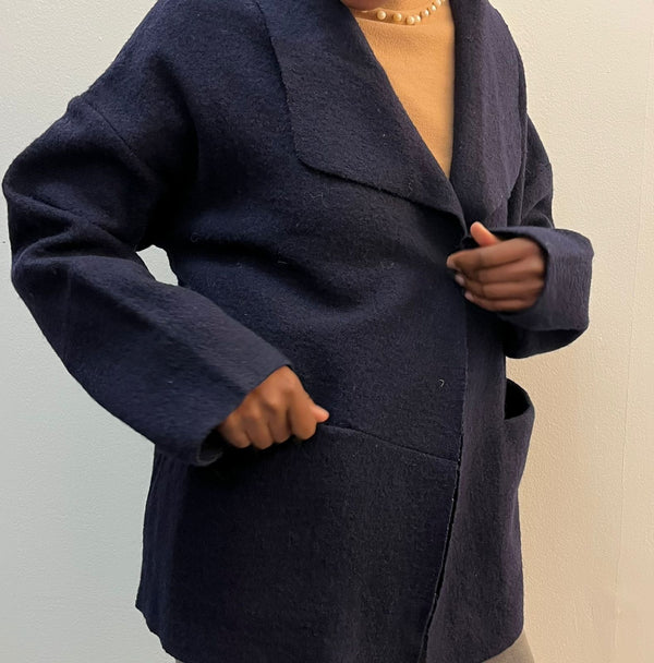 SIROCCO Boiled Wool Jacket - Navy