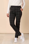 Threadz Cannes Check Print Slim Leg Pant - Black