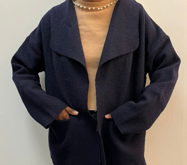 SIROCCO Boiled Wool Jacket - Navy