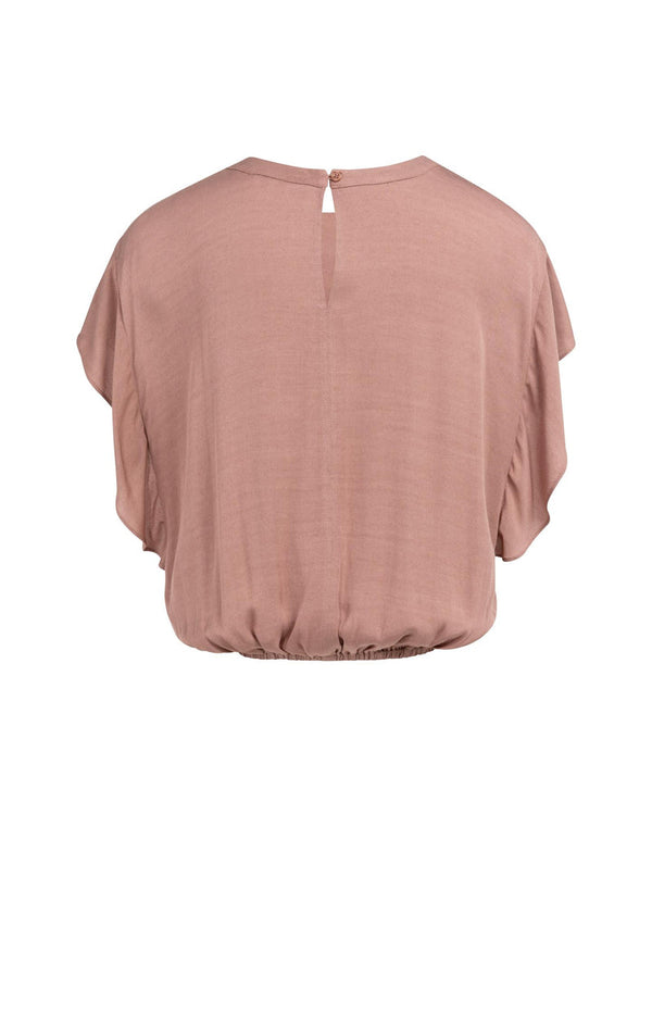 YAYA Flowy Top with Knot Detail & Elastic hem - Burlwood Pink
