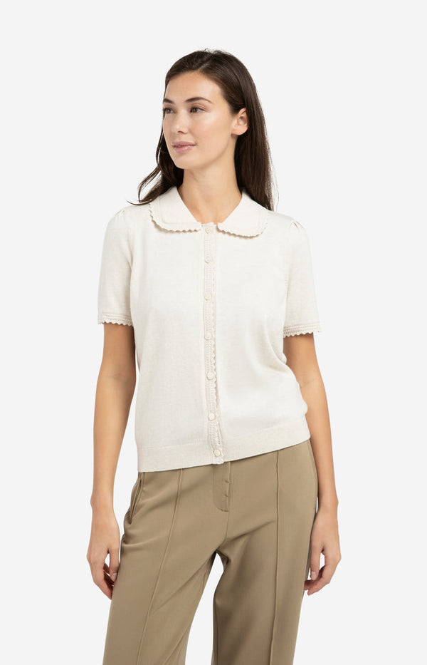 YAYA Knitted cardigan with short sleeves and buttons