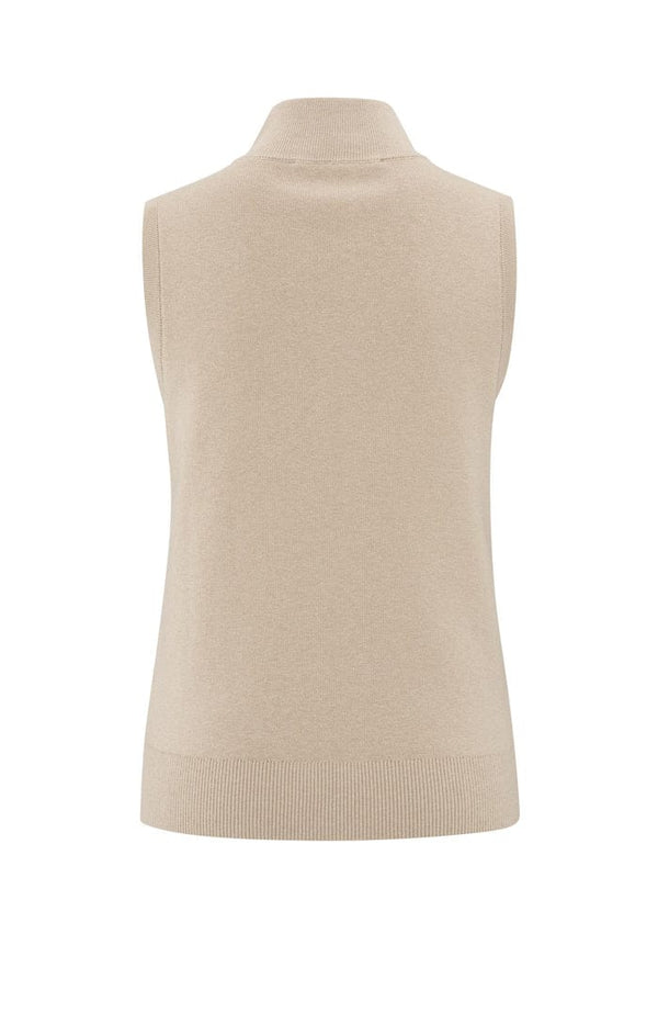 Yaya Sleeveless sweater with block stripes and half-zip
