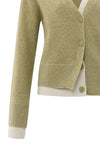 YAYA V-neck Cardigan- Pale Olive Green Melange