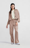 Yaya Satin cargo trousers with wide legs and pocket details Dusty Pink