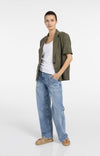 YAYA Woven Blazer with Short Sleeves & detachable zip hem