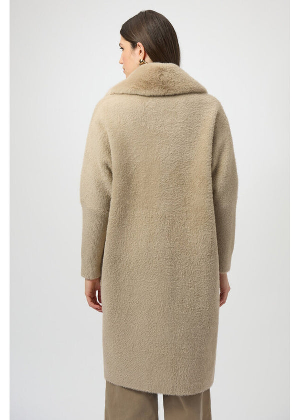 Joseph Ribkoff Feather Yarn and Faux Fur Sweater Coat