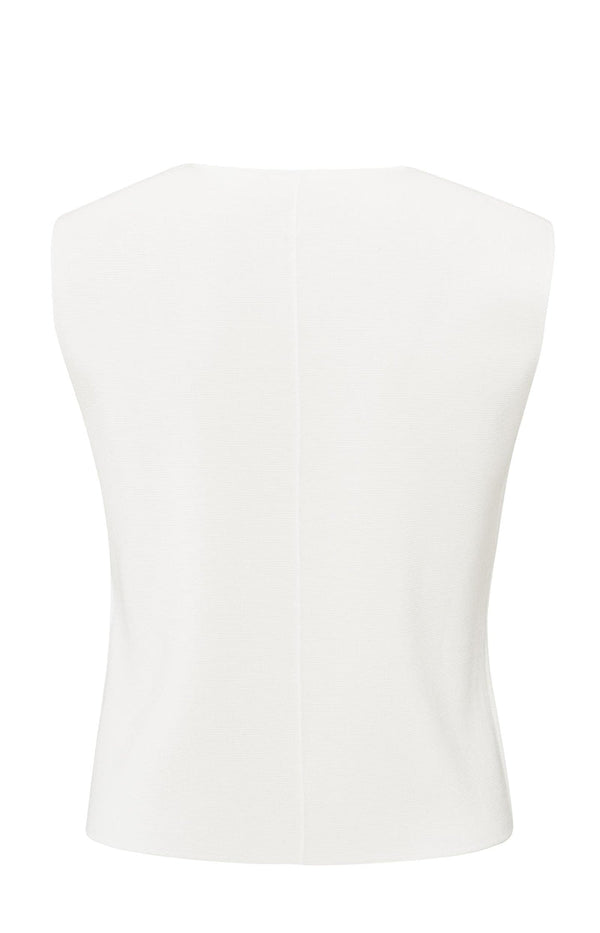 YAYA Fine Knitted V-neck Gilet - Pure White