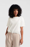 Yaya Jersey top with elastic drawcord-Off White