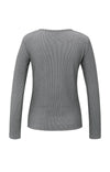 YAYA Ribbed Shoulder Pads Long Sleeve Top - Dark Night Grey Dess