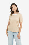 YAYA T-shirt with contrasting ribbed trim - Melange
