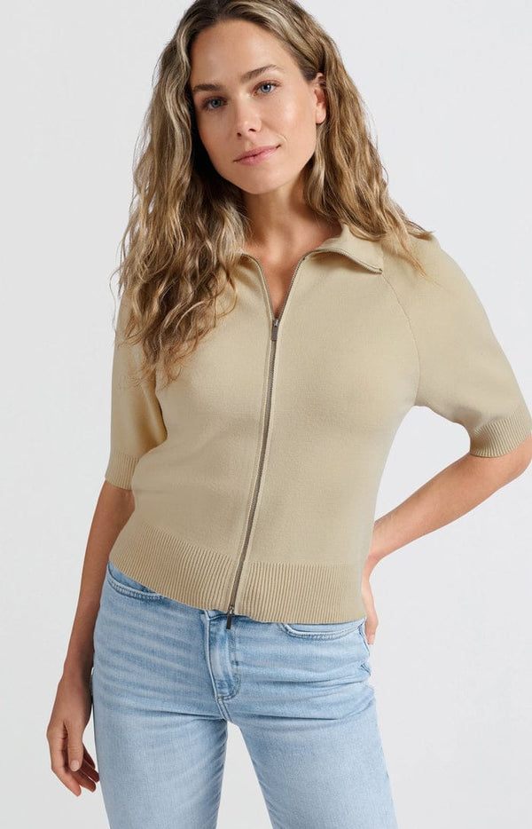 Yaya Short sleeve cardigan with zipper