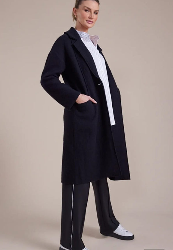 SIROCCO Boiled Wool Coat - Navy