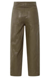 YAYA Faux Leather Carrot Fit Trouser - Capers Brownish Green
