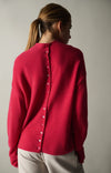YAYA Textured knit sweater - Rose Red Melange