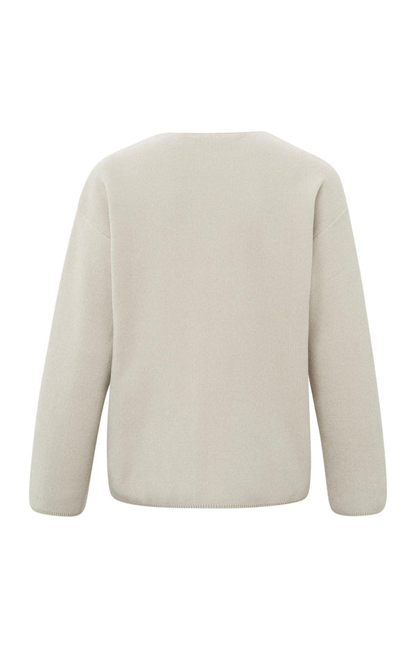 YAYA Chenille V-neck sweater - Silver Lining Beige