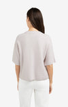 YAYA Knitted cardigan with wide short sleeves and buttons - Gray Lilac Melange