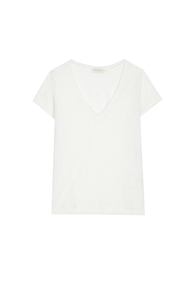 La Petite Etoile Elvie V-neck T-shirt - White Sequence