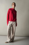 YAYA Textured knit sweater - Rose Red Melange