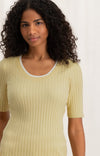 YAYA Round Neck Ribbed Sweater - Parsnip Yellow
