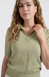 YAYA Polo with transparent sleeves - Soft Green